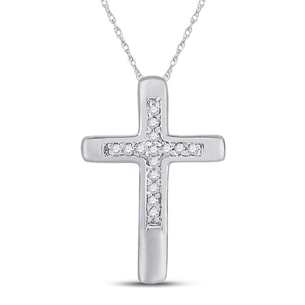 Diamond Cross Pendant 1/20 Cttw 10kt White Gold