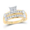Image 2 : His Hers Diamond Square Matching Wedding Set 5/8 Cttw 10kt Yellow Gold