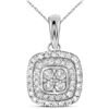 Image 1 : Diamond Square Cluster Pendant 1/3 Cttw 14kt White Gold