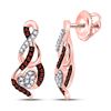 Image 1 : Red Color Enhanced Diamond Heart Earrings 1/6 Cttw 10kt Rose Gold