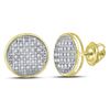 Image 1 : Mens Diamond Circle Cluster Stud Earrings 1/8 Cttw 10kt Yellow Gold