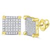 Image 1 : Mens Diamond Square Cluster Stud Earrings 1/4 Cttw 10kt Yellow Gold