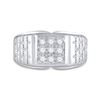 Image 2 : Mens Diamond Square Cluster Brick Ring 1/4 Cttw 10kt White Gold
