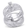 Image 1 : His Hers Diamond Solitaire Matching Wedding Set 1/4 Cttw 10kt White Gold