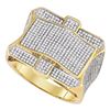 Image 1 : Mens Diamond Cluster Ring 1-1/4 Cttw 10kt Yellow Gold