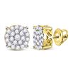 Image 1 : Diamond Cluster Earrings 1/2 Cttw 10kt Yellow Gold