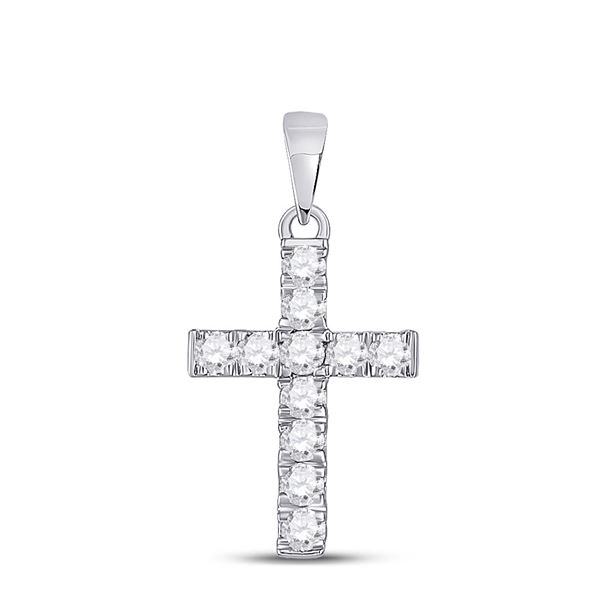 Diamond Cross Pendant 1/4 Cttw 10kt White Gold