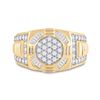 Image 2 : Mens Diamond Circle Cluster Ring 1 Cttw 10kt Yellow Gold
