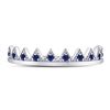 Image 2 : Blue Sapphire Chevron Stackable Band Ring 1/10 Cttw 10kt White Gold
