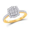 Image 1 : Baguette Diamond Cluster Ring 5/8 Cttw 14kt Yellow Gold