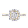 Image 2 : Baguette Diamond Cluster Ring 5/8 Cttw 14kt Yellow Gold
