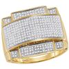Image 1 : Mens Diamond Domed Rectangle Cluster Ring 7/8 Cttw 10kt Yellow Gold