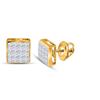 Image 1 : Princess Diamond Square Cluster Stud Earrings 3/8 Cttw 14kt Yellow Gold