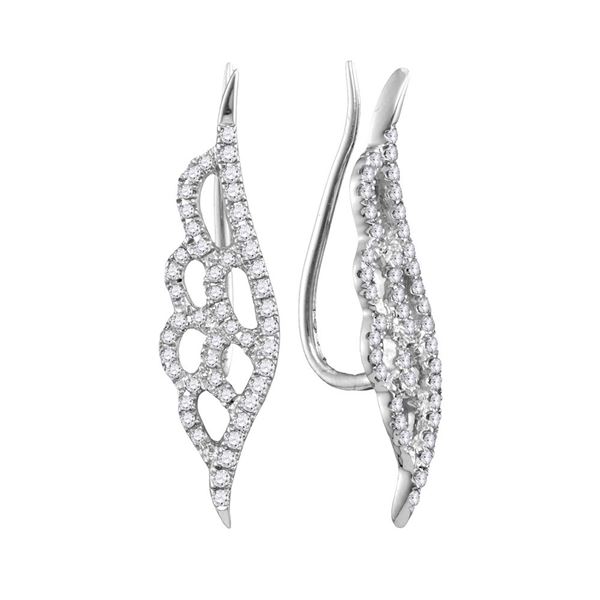 Diamond Winged Climber Earrings 1/3 Cttw 10kt White Gold