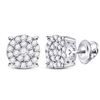 Image 1 : Diamond Concentric Circle Cluster Earrings 1/2 Cttw 10kt White Gold