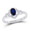Image 1 : Oval Lab-Created Blue Sapphire Solitaire Ring 5/8 Cttw 10kt White Gold