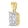 Image 2 : Diamond Rectangle Cluster Pendant 1/4 Cttw 14kt Yellow Gold