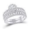 Image 2 : His Hers Diamond Solitaire Matching Wedding Set 2 Cttw 14kt White Gold