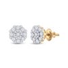 Image 1 : Diamond Cluster Earrings 7/8 Cttw 14kt Yellow Gold
