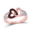 Image 1 : Red Color Enhanced Diamond Double Heart Ring 1/6 Cttw 10kt Rose Gold