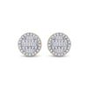 Image 2 : Baguette Diamond Circle Cluster Earrings 1/3 Cttw 10kt Yellow Gold