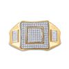 Image 2 : Mens Diamond Square Cluster Ring 1/3 Cttw 10kt Yellow Gold