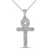 Image 1 : Mens Diamond Ankh Cross Religious Charm Pendant 3/8 Cttw 10kt Yellow Gold