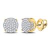 Image 1 : Mens Diamond Circle Cluster Stud Earrings 1/4 Cttw 10kt Yellow Gold