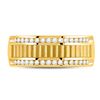Image 2 : Mens Diamond Double Row Matte Textured Wedding Band Ring 1/3 Cttw 14kt Yellow Gold