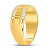 Image 3 : Mens Diamond Double Row Matte Textured Wedding Band Ring 1/3 Cttw 14kt Yellow Gold