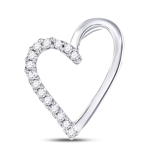 Diamond Heart Pendant 1/10 Cttw 10kt White Gold