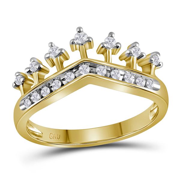 Diamond Crown Tiara Band Ring 1/5 Cttw 10kt Yellow Gold