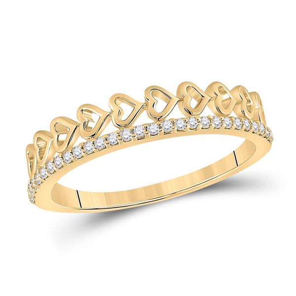 Diamond Heart Band Ring 1/6 Cttw 10kt Yellow Gold
