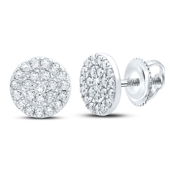 Diamond Cluster Earrings 1/4 Cttw 10kt White Gold