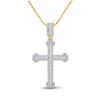 Image 1 : Mens Diamond Cross Charm Pendant 7/8 Cttw 14kt Yellow Gold