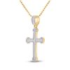 Image 2 : Mens Diamond Cross Charm Pendant 7/8 Cttw 14kt Yellow Gold