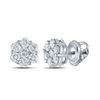 Image 1 : Diamond Flower Cluster Earrings 1-1/2 Cttw 14kt White Gold