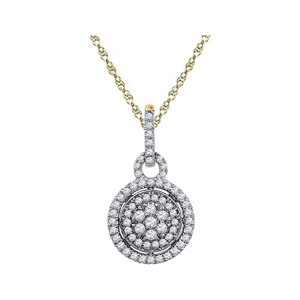 Diamond Circle Cluster Pendant 1/2 Cttw 10kt Two-tone Gold