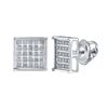 Image 1 : Sterling Silver Unisex Diamond Square Earrings 1/6 Cttw Sterling Silver