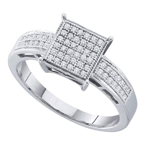 Diamond Square Cluster Ring 1/5 Cttw Sterling Silver