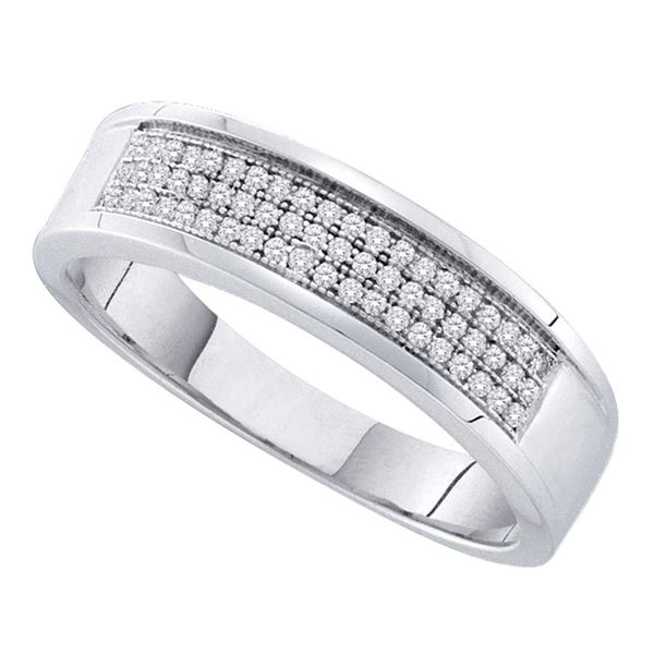 Sterling Silver Mens Diamond Band Ring 1/5 Cttw Sterling Silver