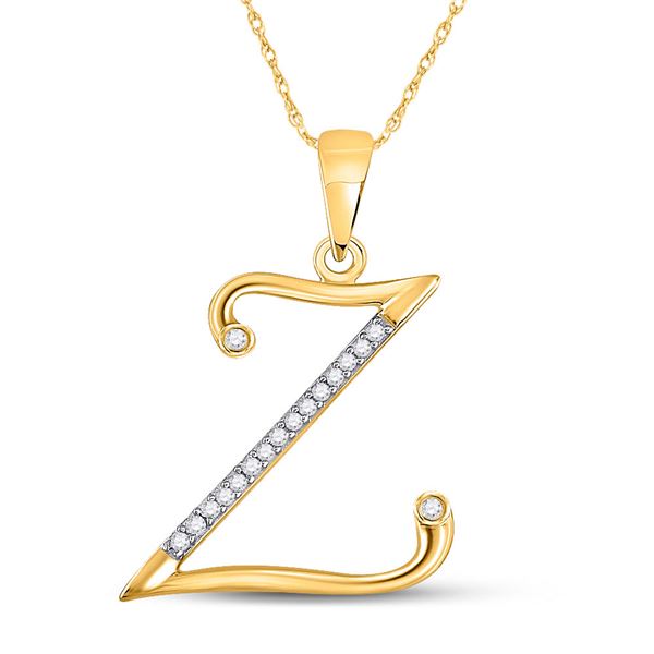 Diamond Initial Z Letter Pendant 1/12 Cttw 10kt Yellow Gold