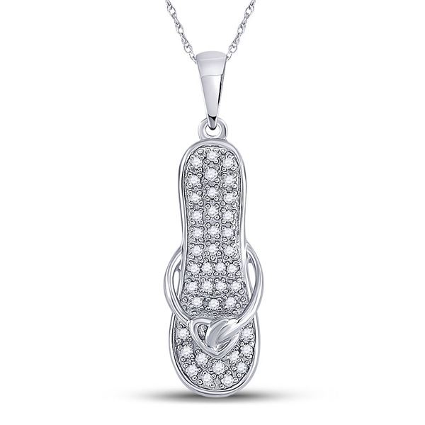 Diamond Flip Flop Sandal Nautical Pendant 1/8 Cttw 10kt White Gold