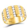 Image 1 : Mens Brushed Diamond Wedding Vertical Channel Band Ring 1-1/2 Cttw 14kt Yellow Gold