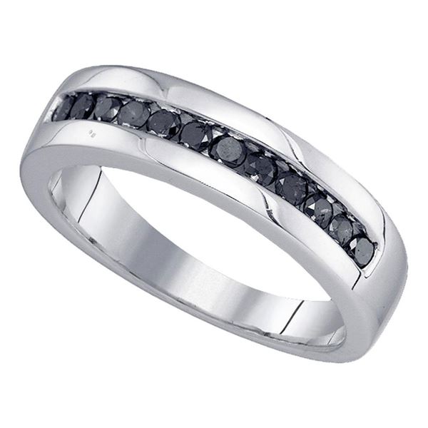 Sterling Silver Mens Black Color Enhanced Diamond Wedding Band Ring 1/2 Cttw Sterling Silver