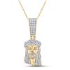 Image 1 : Mens Diamond Jesus Face Charm Pendant 1/2 Cttw 10kt Yellow Gold