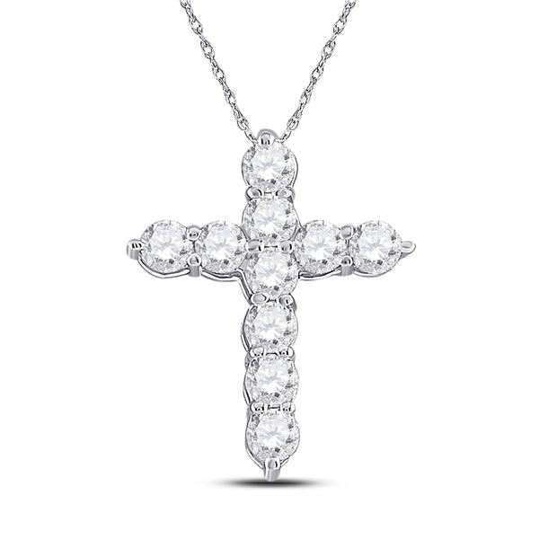 Diamond Cross Pendant 1/4 Cttw 14kt White Gold