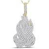 Image 1 : Mens Diamond Praying Hands Charm Pendant 1-5/8 Cttw 10kt Yellow Gold