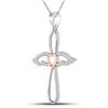 Image 2 : Diamond Angel Cross Pendant 1/8 Cttw Sterling Silver
