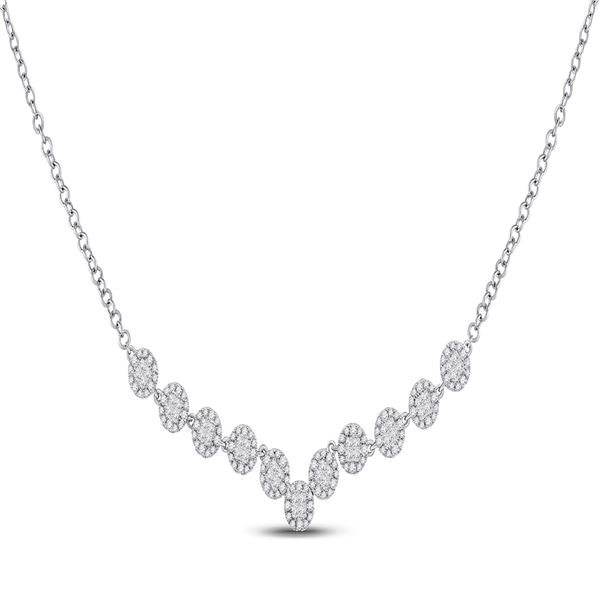 Princess Diamond Fashion Cocktail Necklace 1-7/8 Cttw 14kt White Gold